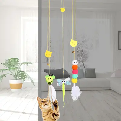 Asılı kedi oyuncağı, ısırmaya dayanıklı kışkırtma çubuğu, kedi nanesi, kedi kendi kendine eğlence için tüy oyuncağı, yavru kedi malzemeleri, ısırmaya dayanıklı. - 5