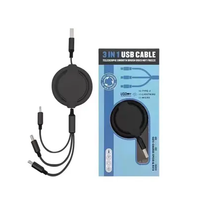 3-in-1 data cable 100W, retractable, Apple, Huawei, Android - 13