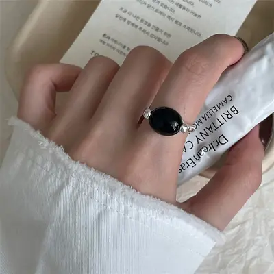 S925 sterling silver adjustable ring for women, vintage style - 7