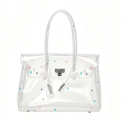 Polka Dot Jelly Tote Bag, Large Capacity Commuter Underarm Bag