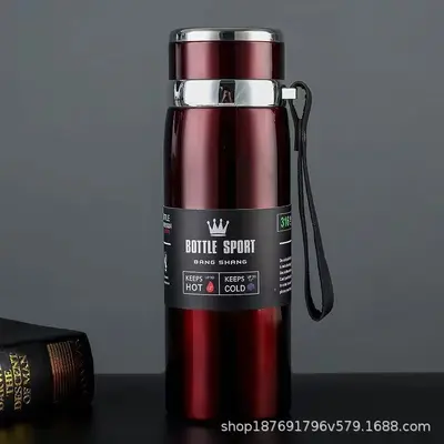 保温杯316加厚不锈钢内胆真空双层便携吊带壶车载户外运动水壶 - 10