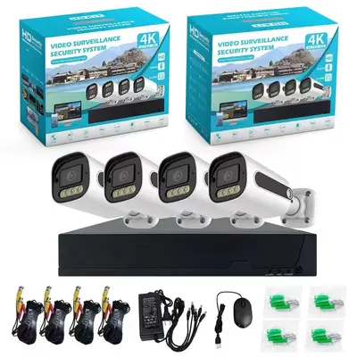 Sınır ötesi WiFi seti ağ NVR top monitör tam renkli gece görüşlü sabit disk video kaydedici kablosuz kamera - 5