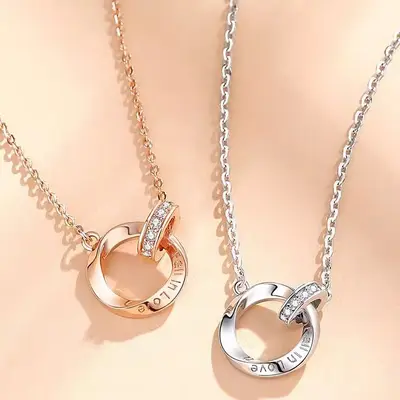 Women's Necklace, Mobius Ring Design, Luxury Collarbone Chain - 7
