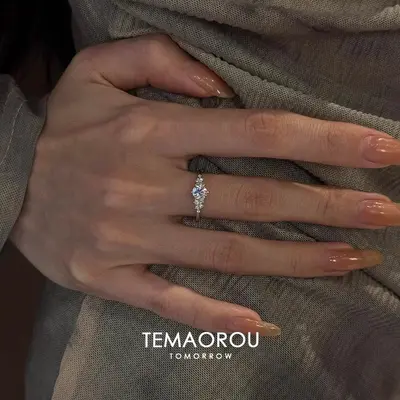 Silver diamond ring, open design, index finger - 3