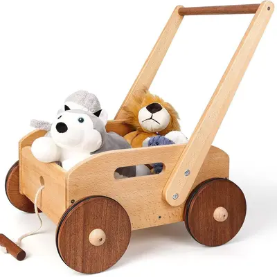 Wooden Baby Walker, Speed-Adjustable Baby Push Car, Montessori Push Toy