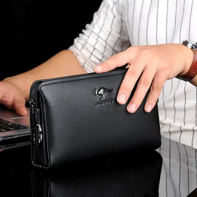 Men's Long Kangaroo Wallet Multifunctional Clutch with Phone Compartment - 3