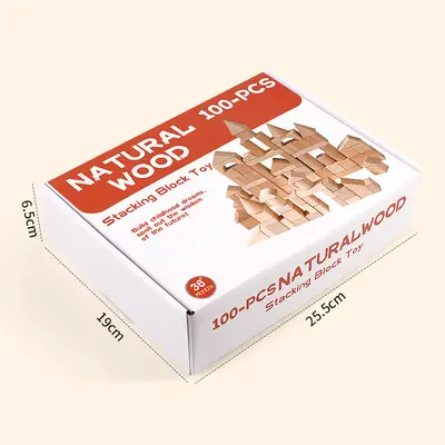Wood-Color Large Particle Building Blocks, Kindergarten Educational Toy - 5