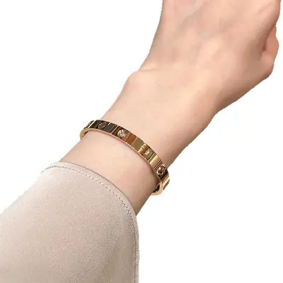 Titanyum çelik love bilezik kadın, 18K roségold kaplı - 6