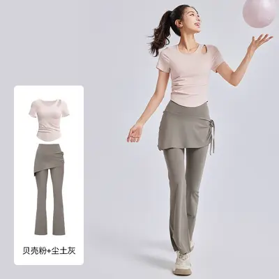 Hollow-Out Short-Sleeve Women's Yoga Top, Slim-Fit Pilates Fitness Wear