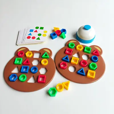 Mini Bären Paarungsspiel Kinderfrühförderung Lernspielzeug geometrische Formen Montessori-Bildung Denktraining Bausteine Kampfspiel - 2