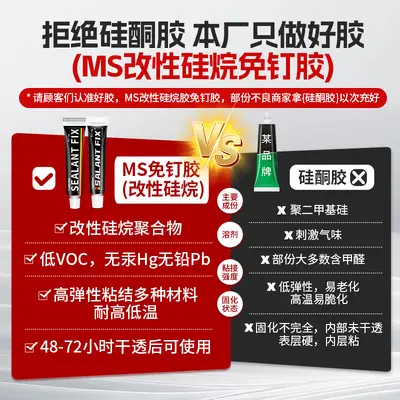 MS Nail-Free Mounting Adhesive, Transparent, Strong for Metal and Glass