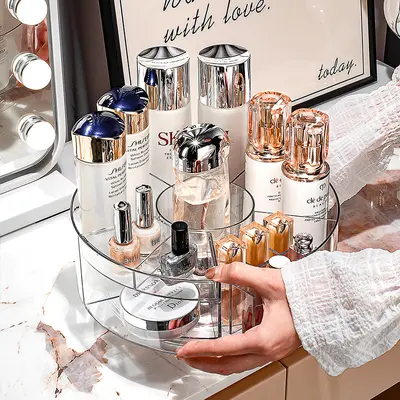 Rotating cosmetics storage box, desktop organizer