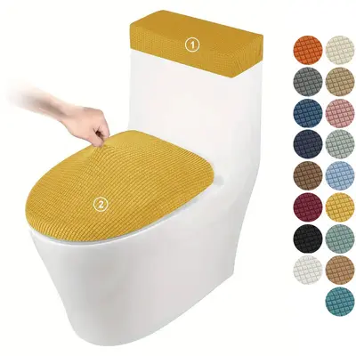 Verdickte Toilettensitzbezug aus Maisseide mit Jacquardmuster, Wassertankabdeckung, Hotel- und Hausbedarf, universelle elastische Toilettendeckelbezug - 10