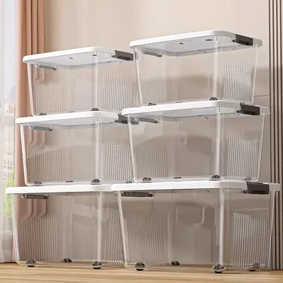 Clear storage box with lid and handles