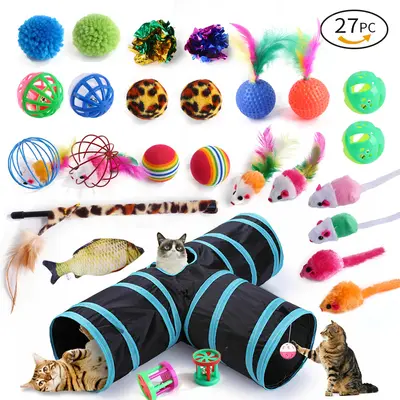 宠物玩具21套装 猫隧道逗猫棒老鼠铃铛球毛球 宠物猫通道用品 - 10