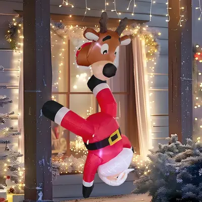 Noel Çizgi Film Şişme Dekorasyon, Noel Baba ve Kardan Adam Şişme Modeli - 12