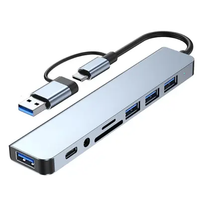 USB 3.0 sekizi bir arada Tip-C çift kafalı hub ses TF kart okuyucu genişletme PD yerleştirme istasyonu sekizi bir arada