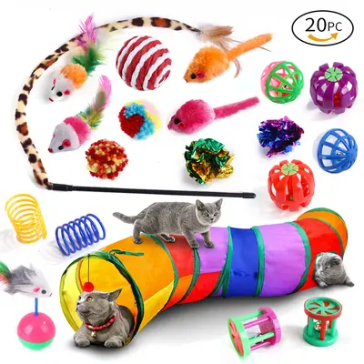 宠物玩具21套装 猫隧道逗猫棒老鼠铃铛球毛球 宠物猫通道用品 - 4