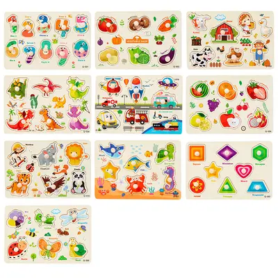Wooden mushroom nail hand scraping board matching puzzle Montessori early education alphabet puzzle board educational toys for toddlers and babies