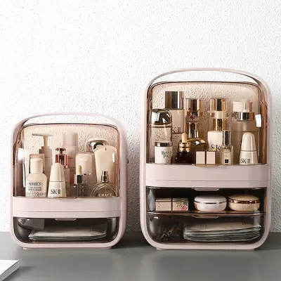 Minimalist cosmetics storage box, large capacity, desktop, dust-proof - 2