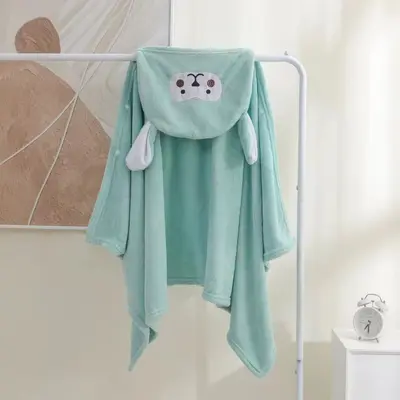 Çocuk banyo havlusu tip A bebek kapüşonlu giyilebilir bornoz mercan kadife karikatür bebek yüzme banyo pelerini toptan - 13