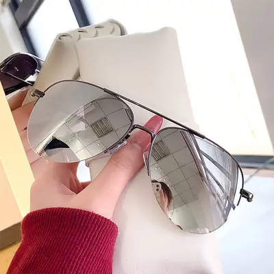 Aviator Sunglasses with Brown Mirror Lenses for Men and Women - 12