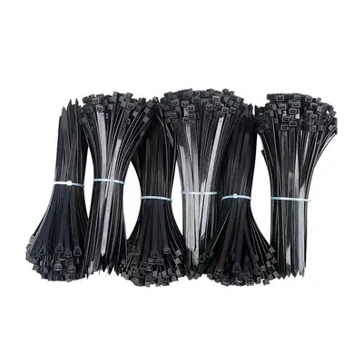 Schwarze Nylon-Kabelbinder, selbstverriegelnd, 100 Stück, mehrere Größen