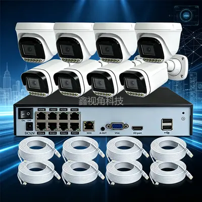 cctv8通道监控套装POE NVR录像机4K8MP800万圆顶IP枪机网络摄像头 - 8