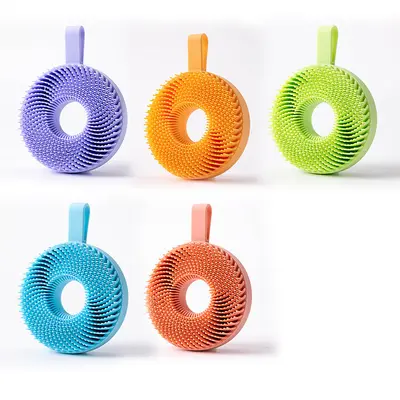 Home silicone bathroom brush bath brush massage detoxifying shampoo brush soft hair peeling cleansing cute face washing brush - 9