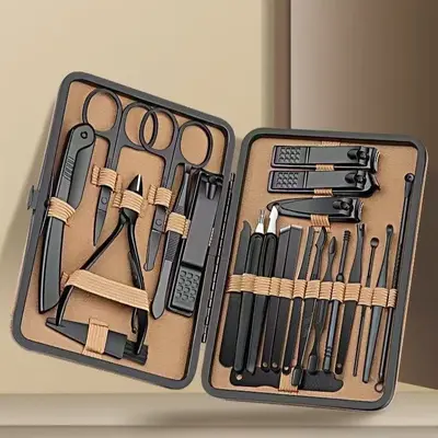 Edelstahl-Nagelpflege-Set, 24-teilig, braun