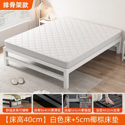 Double Iron Bed Frame Tatami Style Thickened Stainless Steel Frame - 9