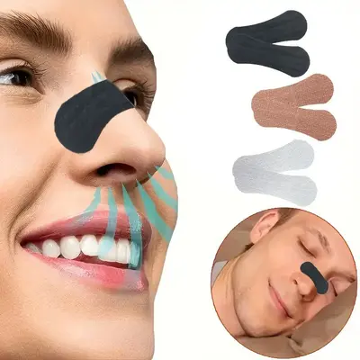 Adult Black Ventilated Nasal Strips, Strong Adhesive, Anti-Snoring