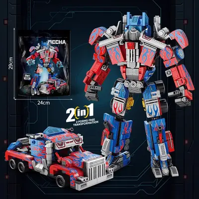 Mit LEGO kompatibles Transformers-Bausteinset Bumblebee und Optimus Prime, ab 6-12 Jahren - 8