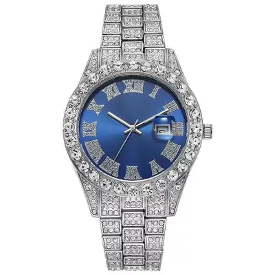 Men's quartz watch with crystals calendar roman numerals - 7