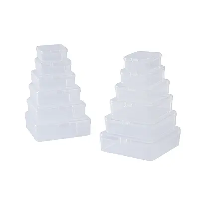 Kare PP plastik kutu dikdörtgen yarı saydam ambalaj kutusu küçük malzeme kapaklı kutu parçaları takı saklama kutusu