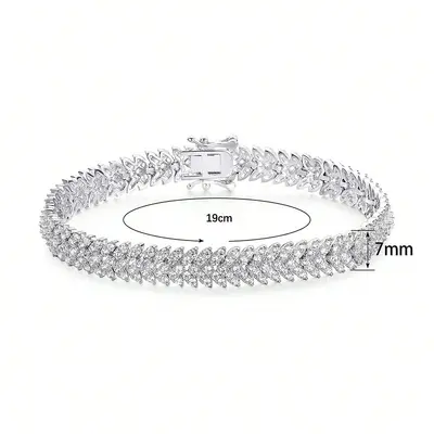 Fashion Bracelet Thick Chain Fishbone Zirconia Gold Silver Elegant Temperament Full Diamond Tennis Women Mother's Day Gift