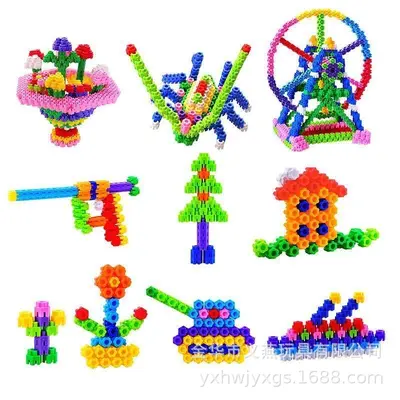 Hexagonal Plastic Building Blocks with Light for Ages 3-6 - 6