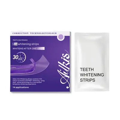 V34 Whitening Teeth Strips, Gentle Cleaning, Removes Smoke and Tea Stains, 7 Pack - 8