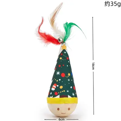 Durable Roly-Poly Cat Toy with Feather Teaser Wand - 10