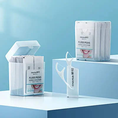 Camellia Disposable Dental Floss Picks, Individually Packaged, Curved Tip