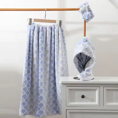 Mermaid pattern towel set, 4-piece, absorbent, soft - 7