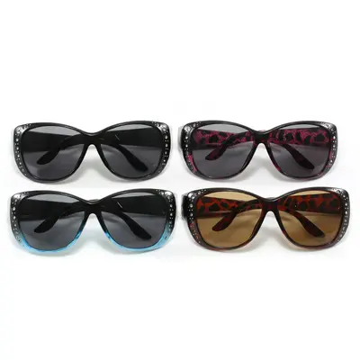 Retro Rhinestone Sunglasses for Women, Large Frame Set - 4
