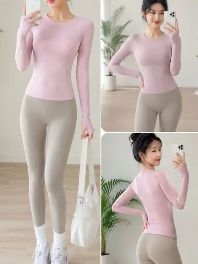 Damen-Yoga-Shirt mit Raglanärmeln, schnelltrocknend, Buchstabendruck