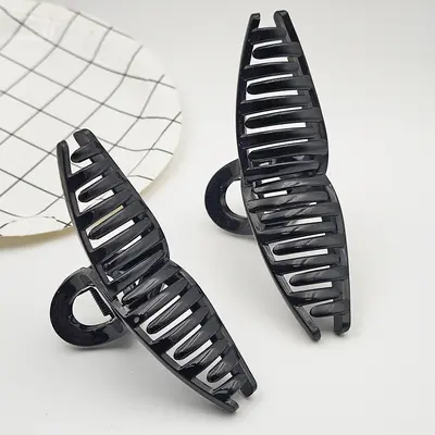 Black Large PC Claw Clip Shark Clip Back of Head Crossover Hair Clip DIY Material Handmade Simple Versatile Hair Accessory