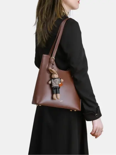 Damen-Tote-Bag mit großem Fassungsvermögen, Eimertasche für Herbst und Winter - 3