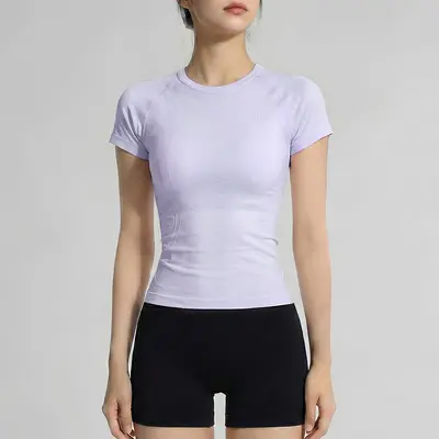 Damen Pilates-Yoga-Kurzarmshirt - 9