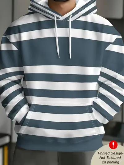 Erkek 3D Baskılı Kapüşonlu Sweatshirt, Uzun Kollu Günlük Spor Giyim - 11