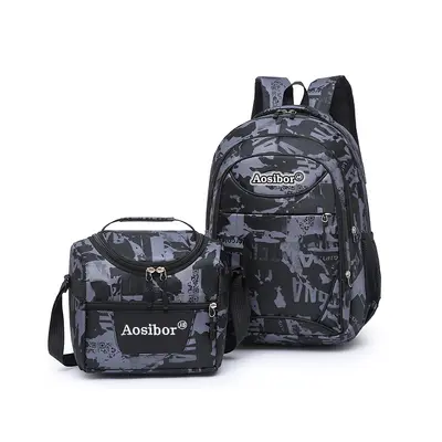 Camouflage Two-Piece Outdoor Travel and Business Backpack Set, Large Capacity - 8