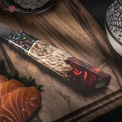 67-Layer Damascus Chef Knife with Japanese AUS-10 Steel, Wood Handle