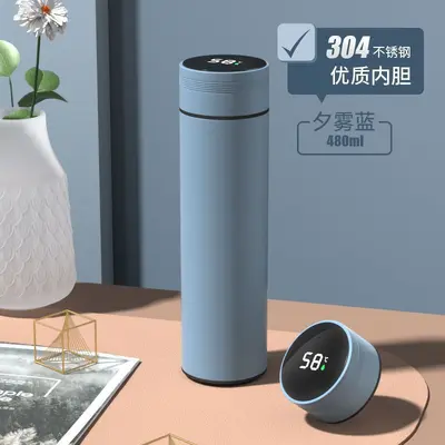 莫兰迪商务直杯不锈钢智能显温保温杯印字泡茶水杯子礼品制定logo - 9